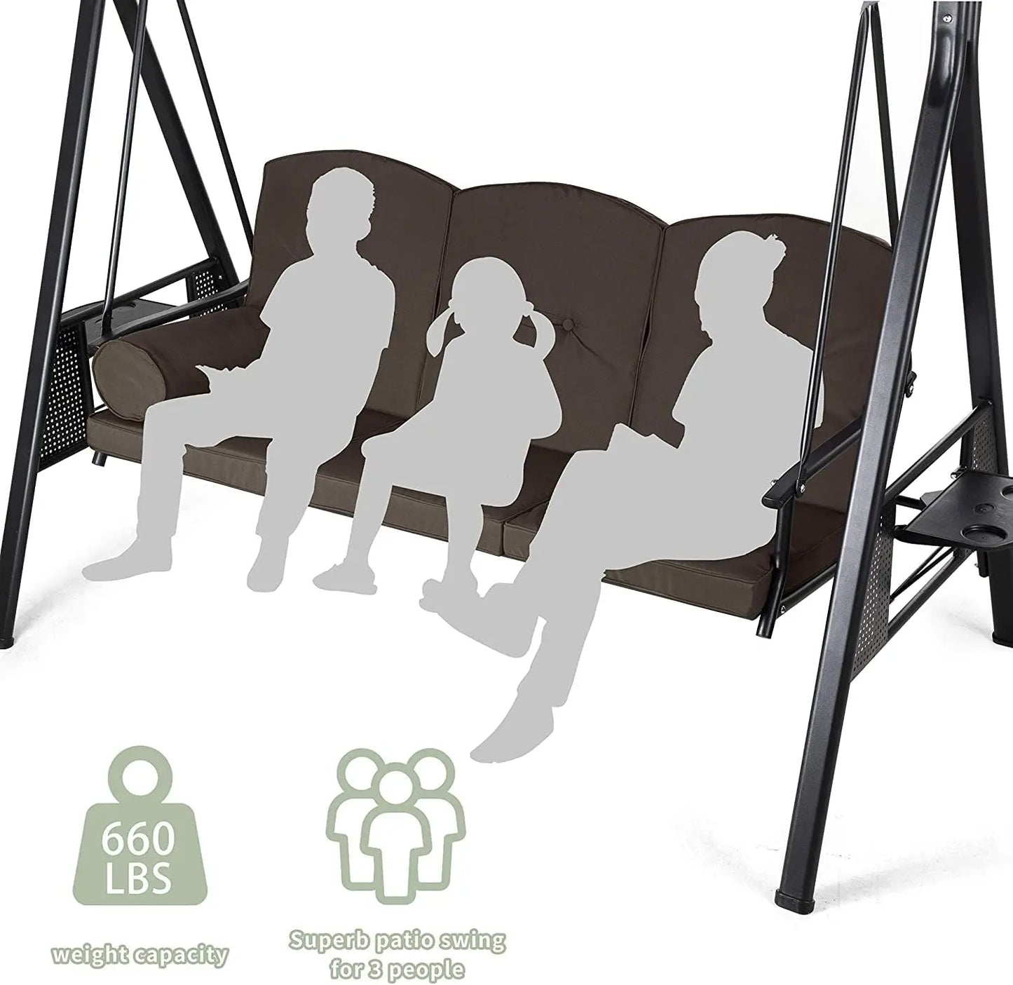 Outdoor Patio Swing Chair with Weather Resistant Steel Frame