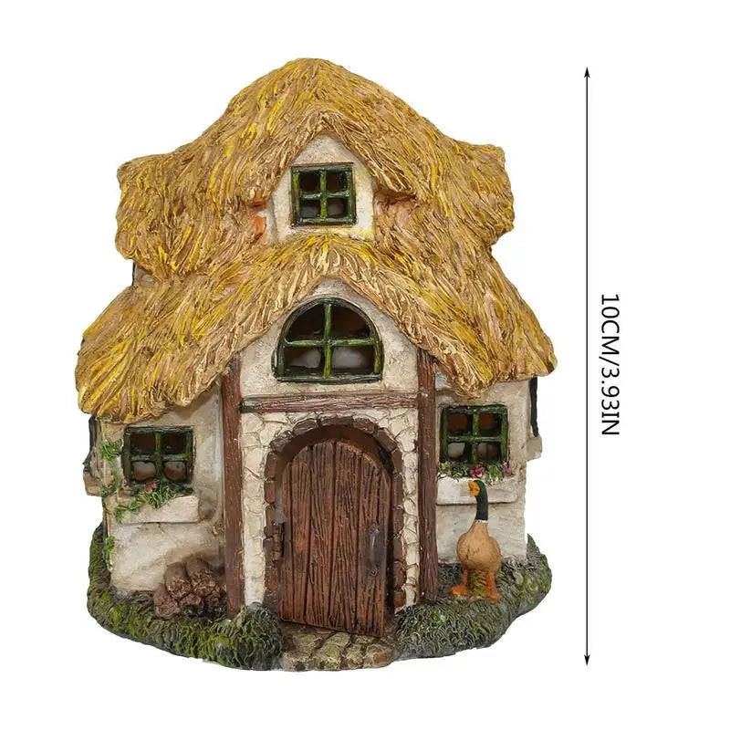 Fairy Garden House Wooden Mini Fairy Window Door Decoration Sculpture