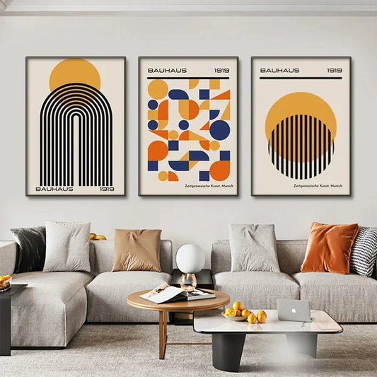 Vintage Wall Art Canvas Mid Century Bauhaus Posters