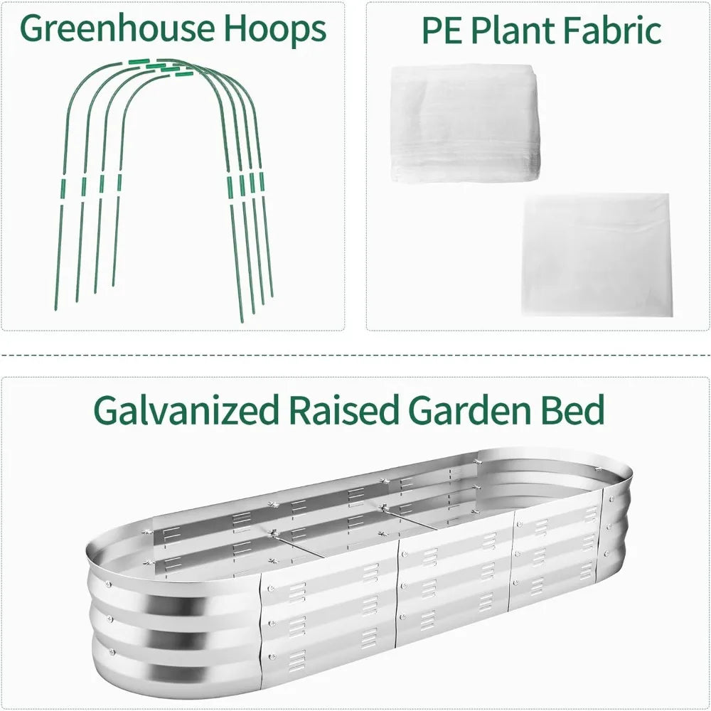 Garden Bed with Greenhouse Galvanized Planter Box With Cover