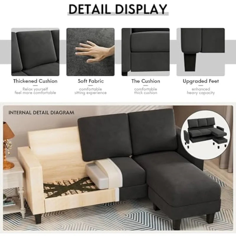 Convertible Sectional 3 L-Shaped Couch