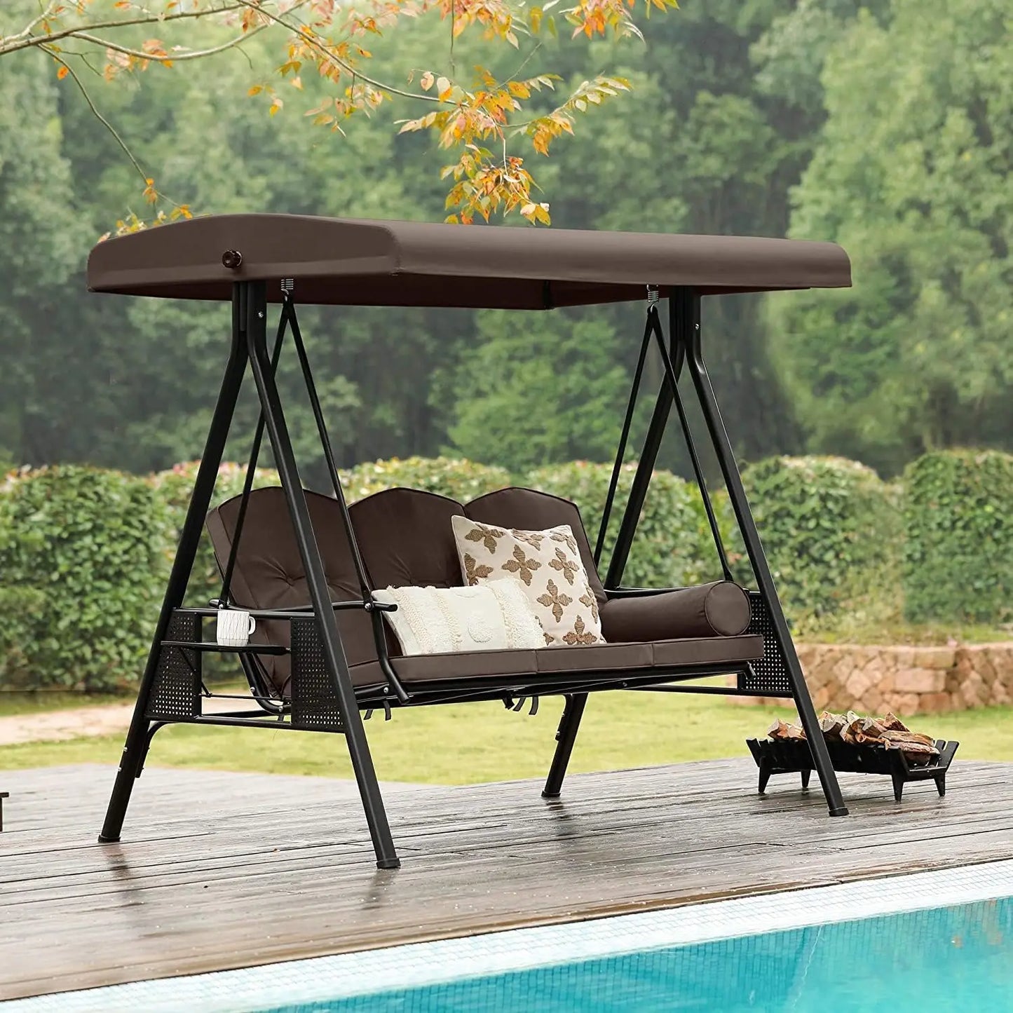 Outdoor Patio Swing Chair with Weather Resistant Steel Frame